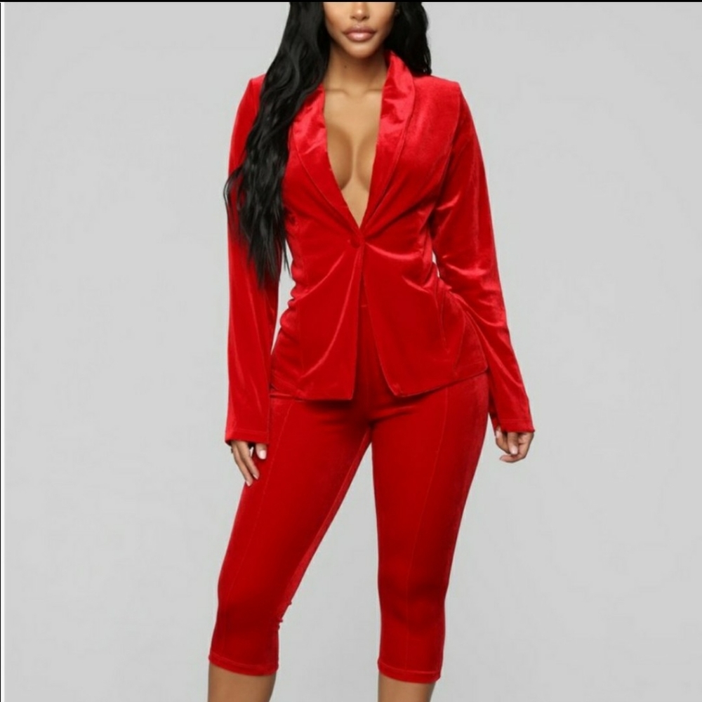 2pc Fashion Nova Velvet Suit.